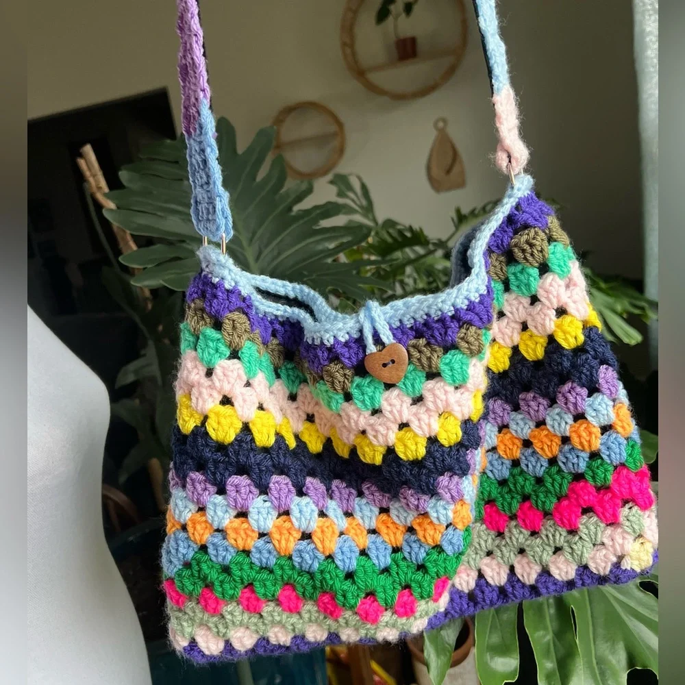 Colorful Crochet Shoulder Bag - Picture 3 of 7